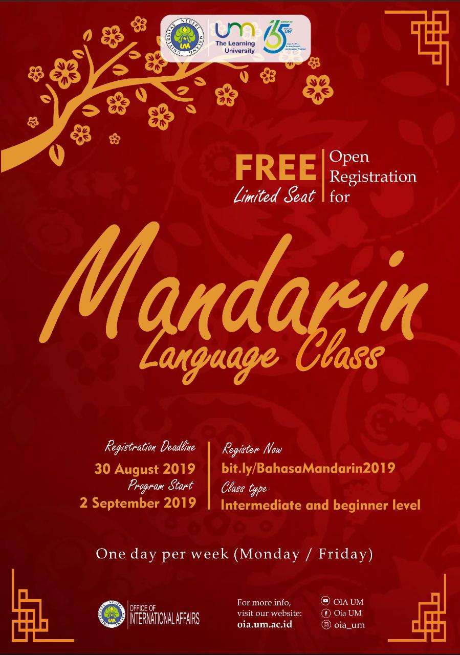 ﻿Open Recruitment Kelas Budaya dan Bahasa Mandarin 2019