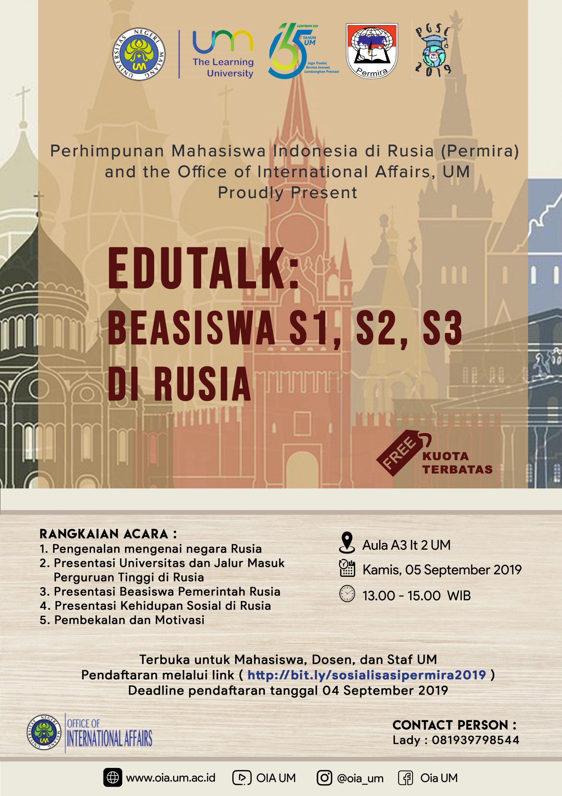 [Pendaftaran Terbuka] EduTalk bersama Perhimpunan Mahasiswa Indonesia di Rusia (Permira)