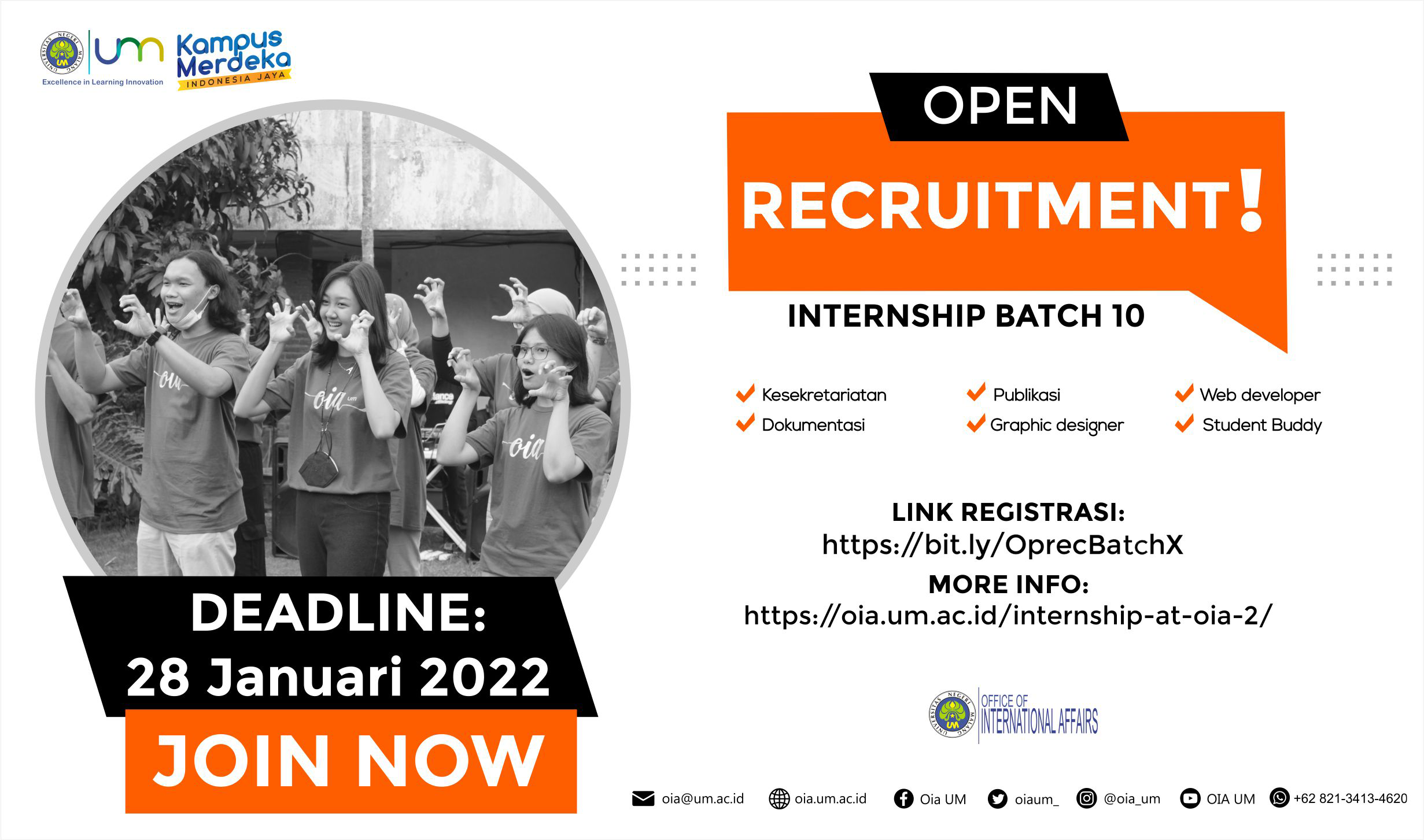Open Recruitment – Internship at OIA UM Batch 10