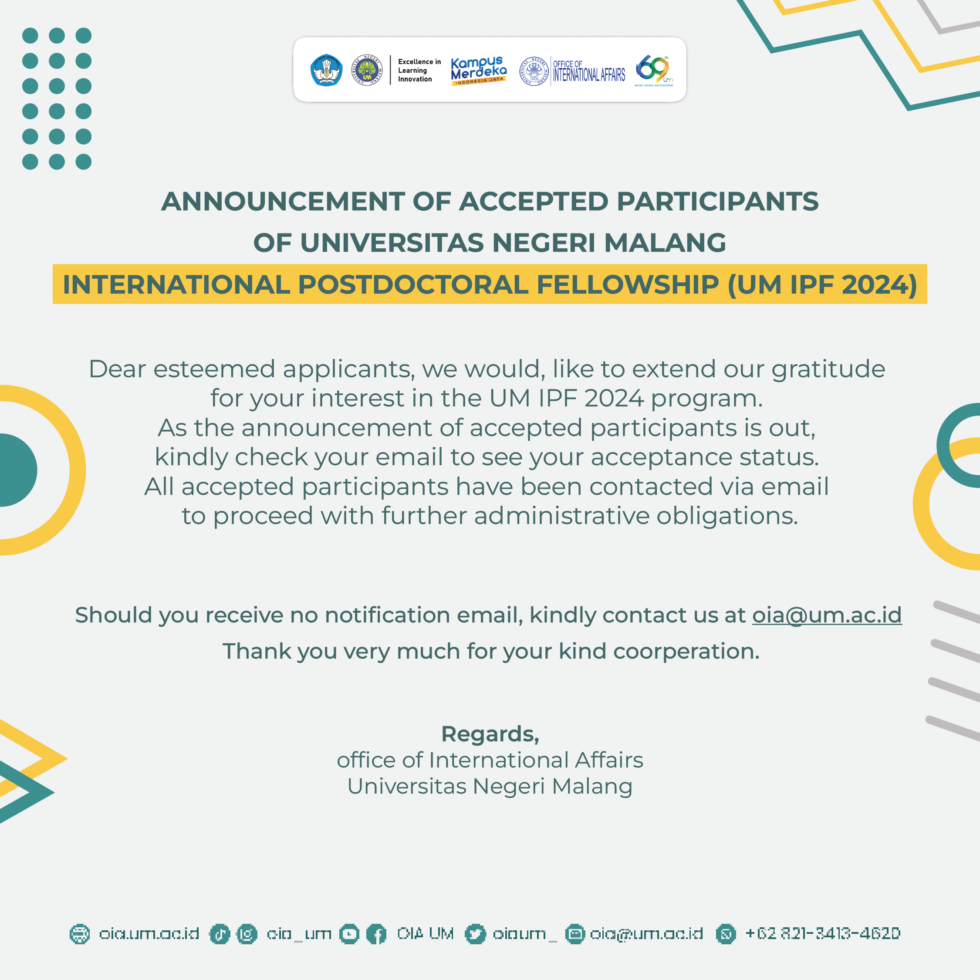 Announcement of Accepted Participants of UM IPF 2024 Office of